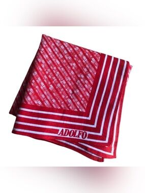 Adolfo Red Graphic Vintage Scarf